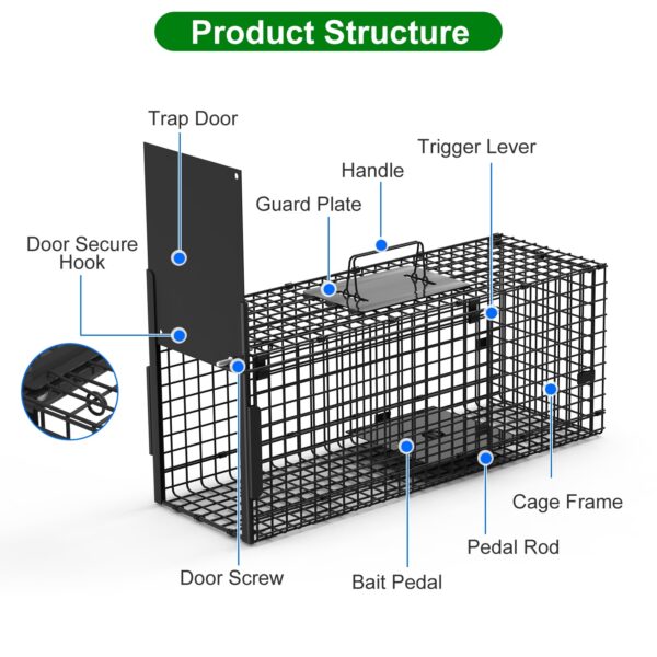012862c8-b32e-4bbf-a39e-4b4395b3c3f5.jpg Live Animal Cage Trap For Animals Humane Galvanized Iron Trap Cage For Raccoons Armadillos Foxes Opossums Muskrats Beavers 26in 32in 40in Size Options