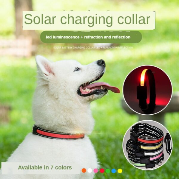 587639312 LED solar luminous collar charging flash collar Teddy luminous neck rope pet supplies dog collar accessories