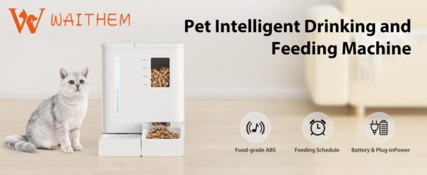 0237b478-884c-488f-817a-5a0bf17d8dc9.jpg Waithem WiFi Automatic Pet Feeder & Waterer 2-in-1 Set App-Controlled, 2-Week Capacity, Detachable &Washable, Moisture-Proof