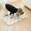 026621ac-08d4-4c3b-ae10-3097140ff665.jpg Dog Feeding Mat, Absorbent Mats For Dog Food And Water Bowl, Dispenser, Retro Aesthetic Khaki Beige Checkerboard Pet Placemat For Dogs, Cats, Puppy