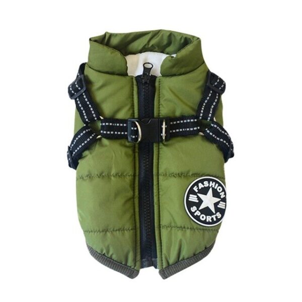 587639408 Autumn Winter Pet Skiing Costume Sleeveless Cotton Padded Vest With Durable Chest Strap Harness Clothing Coat Supplies
