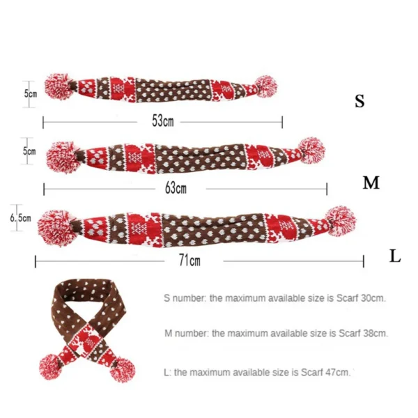 Christmas Dog Scarf Knitted Elk Scarf Striped Hair Ball Pet Scarf Outdoor Winter Warm Cat Dog Scarves Puppy Collar Pet Supplies