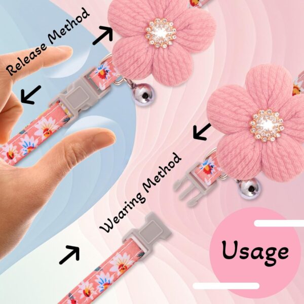 048dd985-64eb-4eef-b9f9-2df3fcd8bf20.jpg Small Dog Collar With Flower, Spring Dog Collar For Girl Dog Collars For Small Dogs Cute Dog Collar With Bell, Adjustable Length
