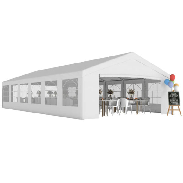049ae363-7716-4825-9f88-0619f93f59d6.jpg 20 X 40 Ft Heavy Duty Party Tent Outdoor Gazebo Wedding Tent Event Shelter Carport BBQ With Removable Sidewalls & Windows, Outside Waterproof Canopy For Parties, White