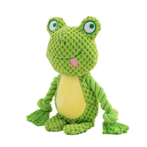 587813868 Pet plush sound cotton rope toy fox frog pig dog interactive tug of war training supplies