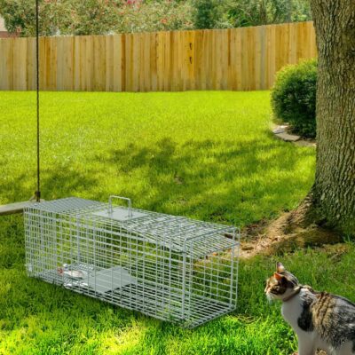 08a5ee61-6ac4-4787-9eac-f6ce883d81d2.jpg 1Pc Humane Cat Trap Cage With Gloves Catch Release Live Animal Rodent Cage Collapsible Galvanized Wire For Raccoons Beavers Groundhogs Foxes Armadillos