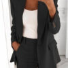 Ins Button Casual Suit Fashion Long-sleeved Lapel Blazer Jacket And Slim-fit Pocket Trousers For Women Clothing
