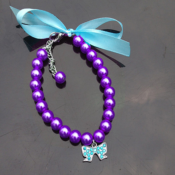 587813810 Dog Collar Rhinestone Pearl Necklace Diamond Pet Collars Mascotas Dog Accessories Leashes For Little Dogs Pet Supplies Cachorro
