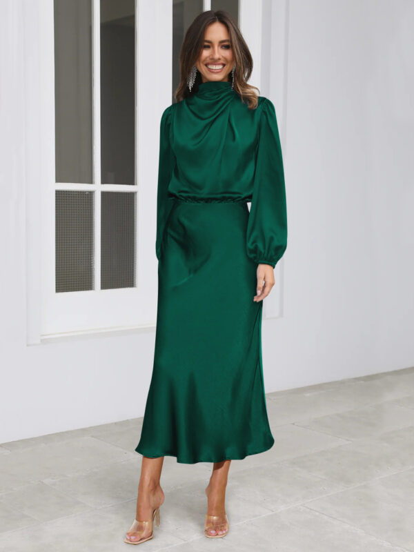 09adb94a-c7eb-44b5-90de-08486f16c6e0.jpg Elegant Temperament Long-sleeved Dress Satin Halterneck Formal Evening Dresses Women Clothing