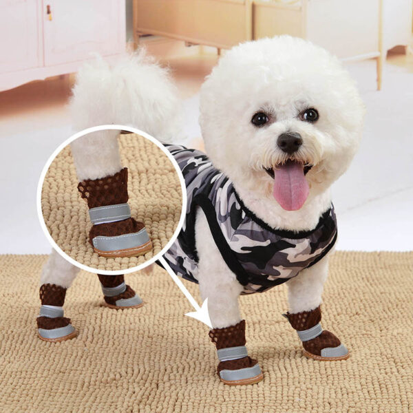 587690413 Summer Breathable Non-Slip Pet Shoes Reflective Mesh Hollowed Out Comfortable Than Bear Small Dog Foot Cover Dog Supplies
