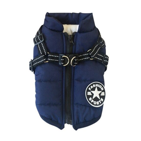 587639410 Autumn Winter Pet Skiing Costume Sleeveless Cotton Padded Vest With Durable Chest Strap Harness Clothing Coat Supplies