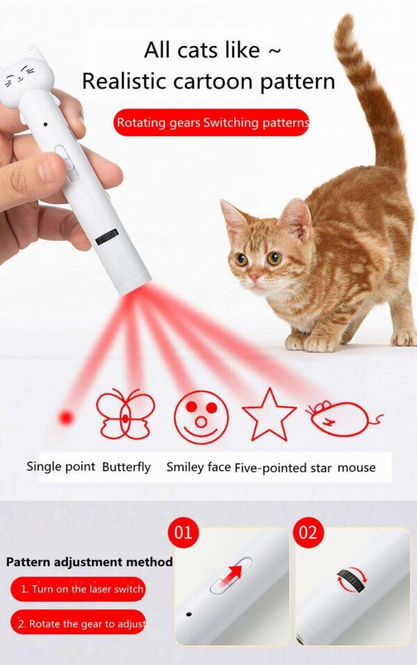 587690365 USB Charging Laser Teasing Cat Stick Infrared Laser Light Pattern Projection Cat Toys Pet Supplies Teasing Cat Pen