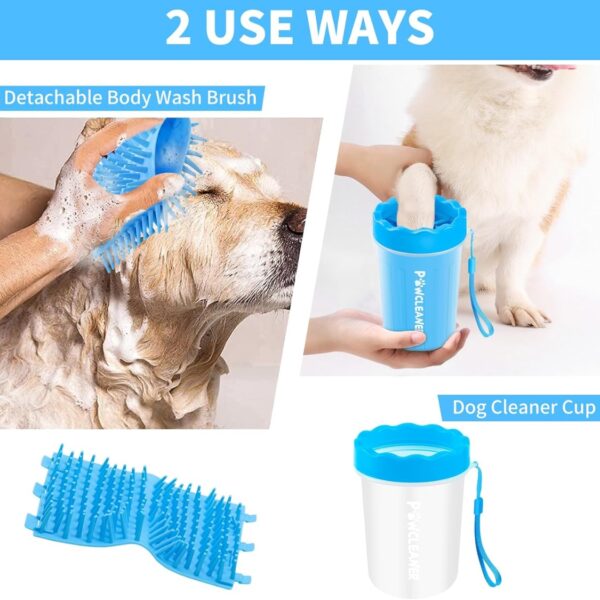 0a49aeca-f70c-446b-8d13-aebbf43a4009.jpg Professional 7 In 1 Dog Paw Cleaner For Dogs & Cats Includes 1 Portable Paw Washer 1 Bath Brush 2 Dog Toothbrushes And 3 Absorbent Towels Note Fits Paws 1.5 To 2.5 Inches Wide