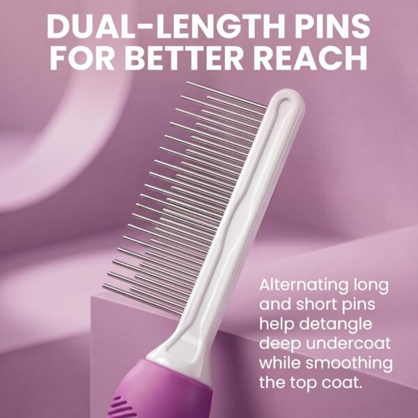 0e97d01f-d7e5-42e0-806c-1dd189599ee2.jpg Pet Comb With Long Short Stainless Steel Teeth For Removing Matted Fur, Knots Tangles Detangler Tool Accessories For