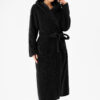 RONGTAI Womens Hooded Robe Long Plush Fleece Bathrobe With Pockets Nightwear S-XXL