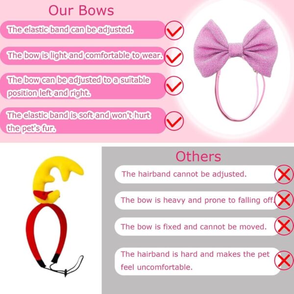 121e320e-fc74-493a-8339-6954d220b7cd.jpg 4Pcs Dog Hair Bow Headband For Small Medium Dogs, Adjustable Pet Dog Hair Bow Headband For Pets Puppy Cats Grooming Accessories