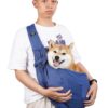 Crossbody breathable dog folding pet bag with large capacity pet supplies portable cat bag for outdoor use