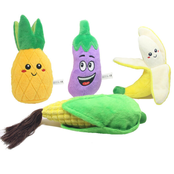 587814078 Pet Plush Sound Toys Fruits and Vegetables Dogs and Cats Educational Toys Supplies Cactus, Corn, Eggplant