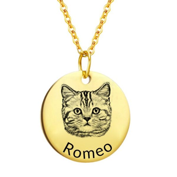 Pet sketch necklace portrait cat puppy pet DIY engraving keychain