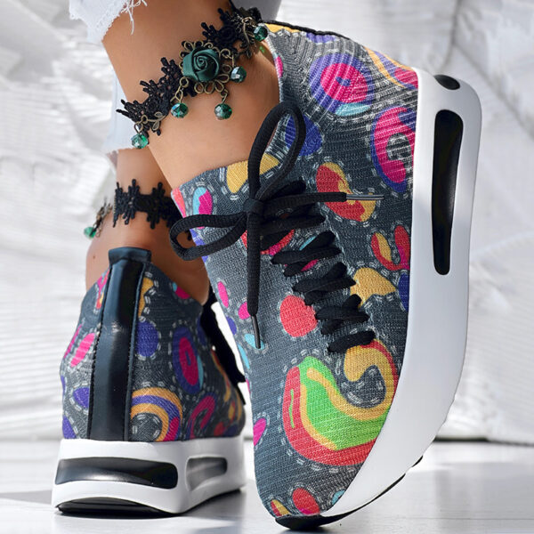 16c38fe9-bec4-49f5-8924-5872ce7916f1.jpg Women's Random Print Side Lace-Up Elastic Sport Shoes, Comfortable Slip-On Sneakers For Women, Casual Daily Wear Footwear