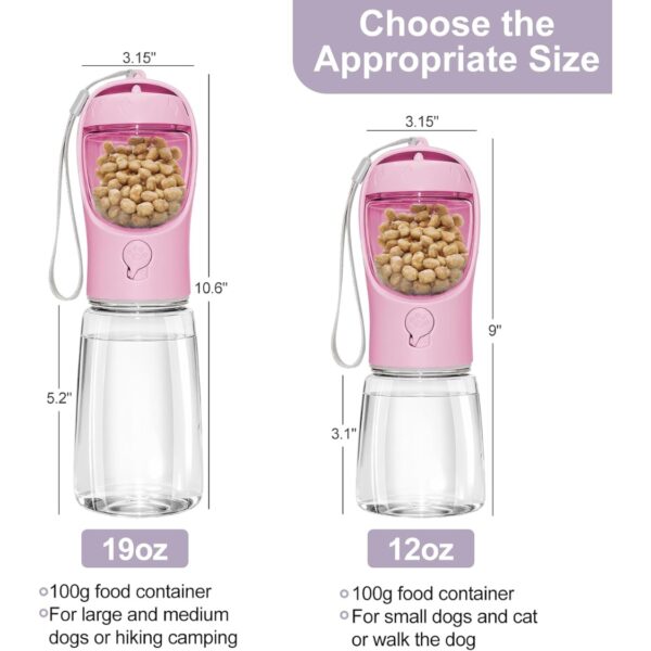 16f43874-4af6-4bc8-94bb-7a890079ab98.jpg Portable Dog Water Bottle With Food Container, Drinking Bottle For Travel 2 In 1 Dog Water Bowl, Leak Proof Pet Water Dispenser, BPA Free, Puppy Essentials, For Walking Hiking