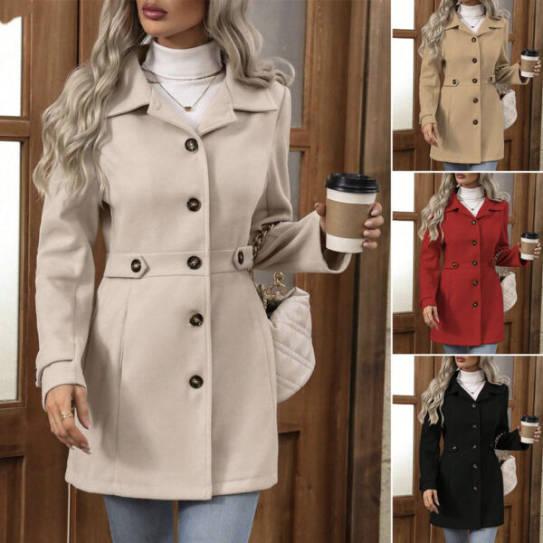 173ad404-e11b-4b69-9687-99fdb989cc00.jpg Elegant Single-breasted Woolen Coat Buttons Lapel Mid-length Jacket Temperament Commuter Outwear Clothing For Women