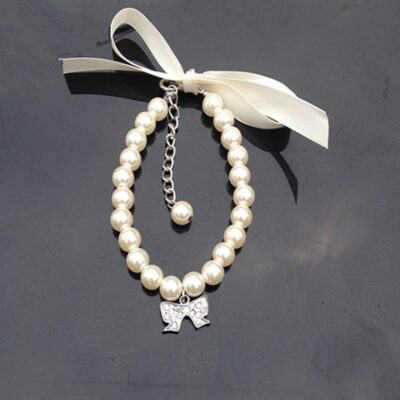 587813801 Dog Collar Rhinestone Pearl Necklace Diamond Pet Collars Mascotas Dog Accessories Leashes For Little Dogs Pet Supplies Cachorro