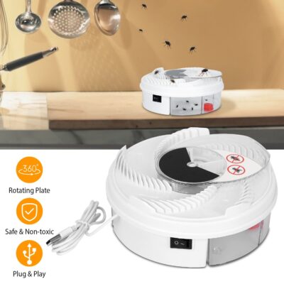 1948984085456359424.jpg USB Powered Electric Fly Trap Automatic Flycatcher Rotating Fly Pest Repellent Tool For Home Kitchen Restaurant