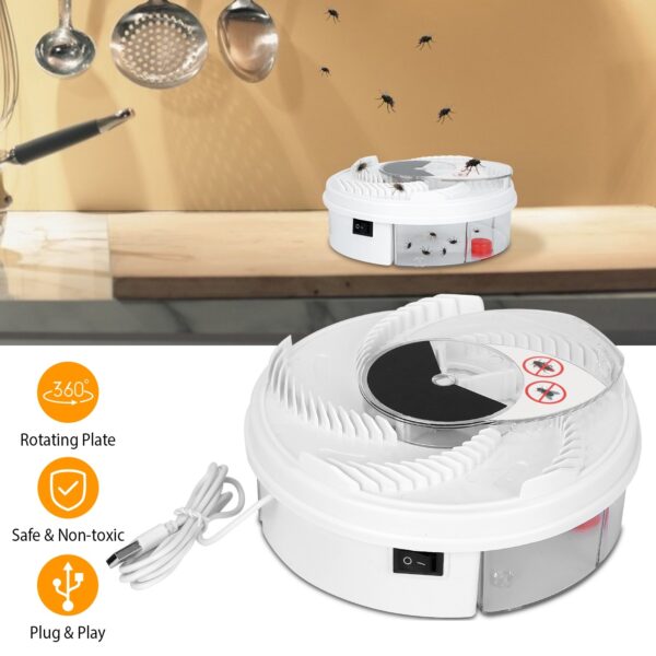 1948984085456359424.jpg USB Powered Electric Fly Trap Automatic Flycatcher Rotating Fly Pest Repellent Tool For Home Kitchen Restaurant