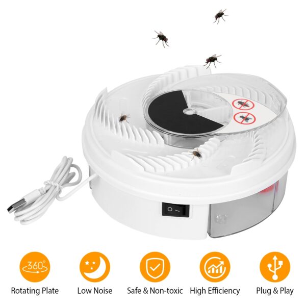 1948984096063754240.jpg USB Powered Electric Fly Trap Automatic Flycatcher Rotating Fly Pest Repellent Tool For Home Kitchen Restaurant