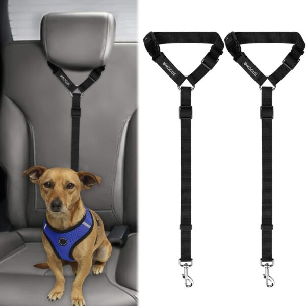19924d19-1718-411b-819e-5c6cd4507d4a.jpg 2 Pack Dog Seat Belt For Car, Headrest Restraint Safety Leads