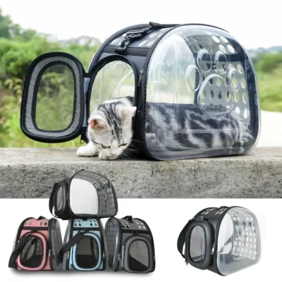 587813686 Pet Cat Carrier Bag Foldable Transparent Cage Portable Travel Breathable Cat Transport Bag Basket Backpack Handbag Pet Supplies