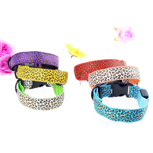 587814691 Leopard Collar LED Light-Emitting Dog Belt Light-Emitting Collar Dog Collar Dog Chain Small And Large Pet Supplies