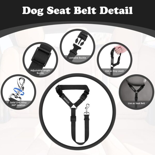1be0f176-1fd5-4b60-acb3-db73c4c1f864.jpg 2 Pack Dog Seat Belt For Car, Headrest Restraint Safety Leads