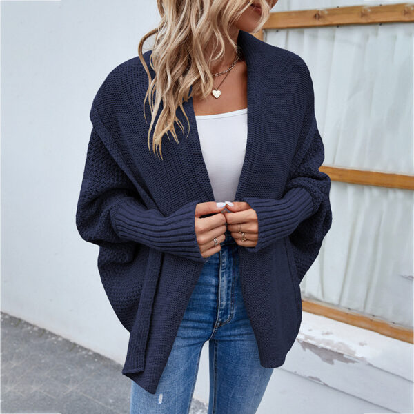 1d3904ff-0333-474c-92db-e07fb5e5f690.jpg New Loose Knitted Sweater Solid Color Bat Sleeve Large Lapel Cardigan Autumn And Winter Fashion Jacket For Women Clothing