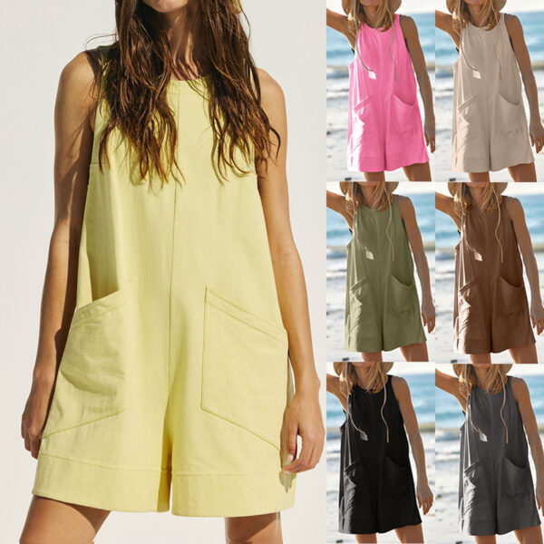 202b532c-47a2-4b2a-a3f2-faf1ce6cc3d0-1.jpg Women Sleeveless Shorts Jumpsuit With Pockets Fashion Beach Pants Summer Clothing
