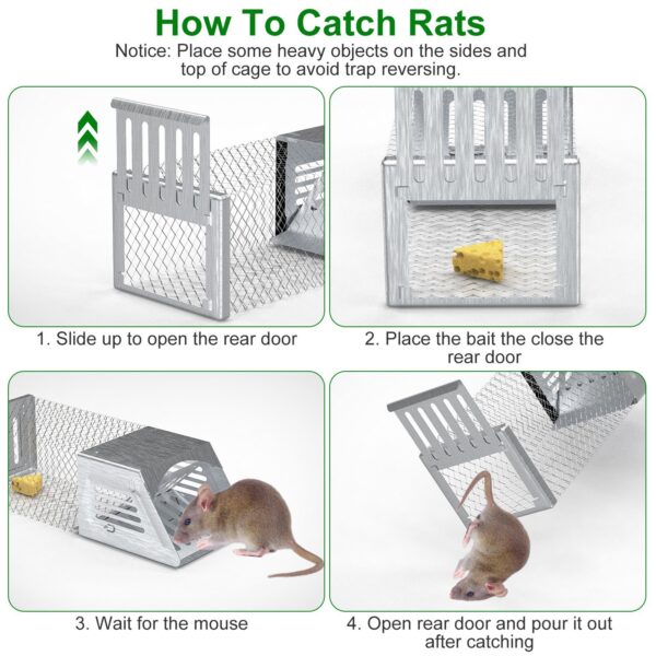 21890116-a448-4118-82e0-cc8e53f0b4ff.jpg 2Pcs Humane Mouse Trap Cage No Assembly Need Automatic Continuous Rat Trap With Single Way Door Reusable Catch And Release Live Cage Trap For Rodents Moles Voles Mice For Spring Summer