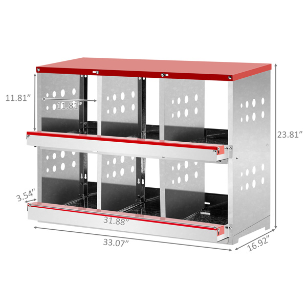 21aa9c94-c04c-46b4-8792-572f7ce2c527.jpg 6 Compartments, 84x43x62, Sloping Roof, Disassembled, Iron, Red