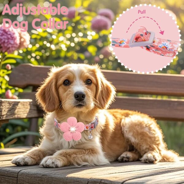 220a62e1-ea1d-43ee-a777-ad5919fa1283.jpg Small Dog Collar With Flower, Spring Dog Collar For Girl Dog Collars For Small Dogs Cute Dog Collar With Bell, Adjustable Length