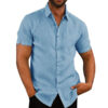 23845b2c-2440-4c78-959b-7f7fd1536148.jpg Men Short Sleeve Summer Solid Shirts Casual Loose Tops Tee