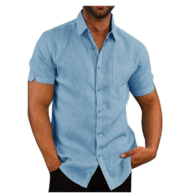 23845b2c-2440-4c78-959b-7f7fd1536148.jpg Men Short Sleeve Summer Solid Shirts Casual Loose Tops Tee