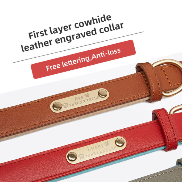587637666 Light Luxury Leather Dog Collar Fashion Wear-Resistant Tear Bite Widening Collar Pet Supplies