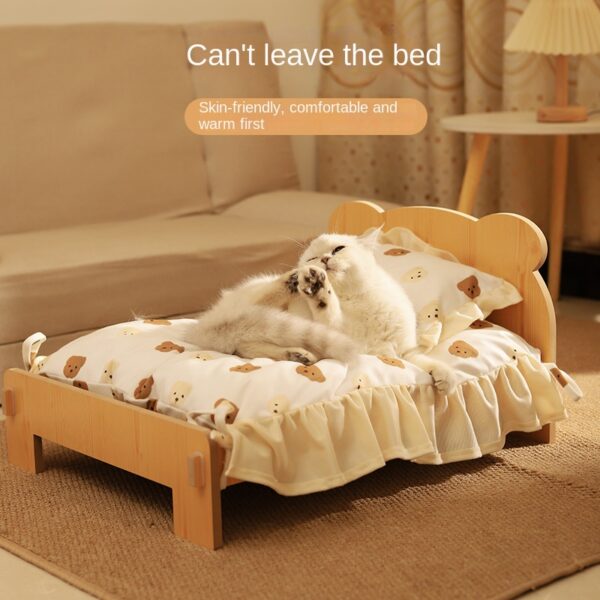 587634344 Cat Bed Universal Pet Bed Pet Nest Dog Nest Removable Solid Wood Bed Cute Kitten Princess Bed Pet Supplies