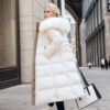 243ebd79-e7ad-459b-861e-55f86f470b30.jpg Winter Slim Long Jacket With Fur Hood And Belt Fashion Solid Hooded Coat Warm Clothing For Women