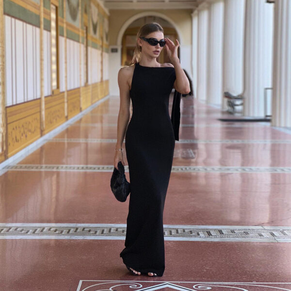 24856c27-21c0-494d-a049-306eeac3c72b.jpg One-shoulder Ribbon Long Dress Ins Fashion Slim Sleeveless Dresses For Evening Party Club Clothing Women