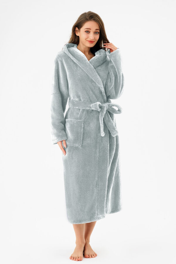 2571e610-8ac7-4f0d-8903-8cb204601a4b.jpg RONGTAI Womens Hooded Robe Long Plush Fleece Bathrobe With Pockets Nightwear S-XXL
