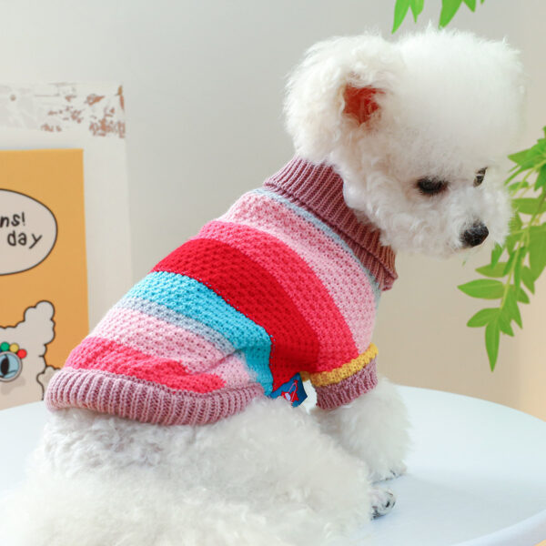 29fb7de4-cecc-471c-bfcf-a4e8ea59bd2b.jpg Pet Ring Comfortable Color Stripes Colorful Sweater
