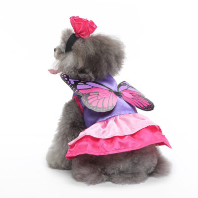 587625808 Pet Supplies Dog Clothes Christmas Dress Halloween Pet Clothes Funny Cute Butterfly Fairy Skirt (Wings Detachable)