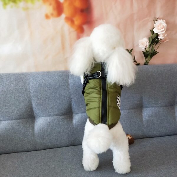 587639403 Autumn Winter Pet Skiing Costume Sleeveless Cotton Padded Vest With Durable Chest Strap Harness Clothing Coat Supplies
