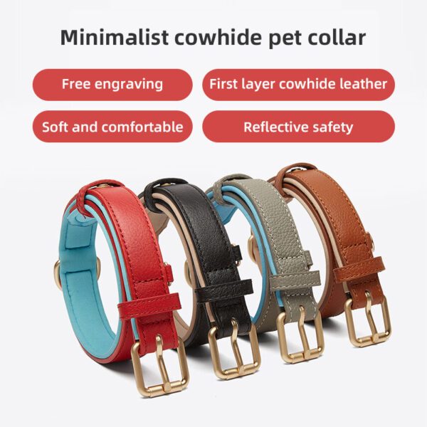 587637663 Light Luxury Leather Dog Collar Fashion Wear-Resistant Tear Bite Widening Collar Pet Supplies